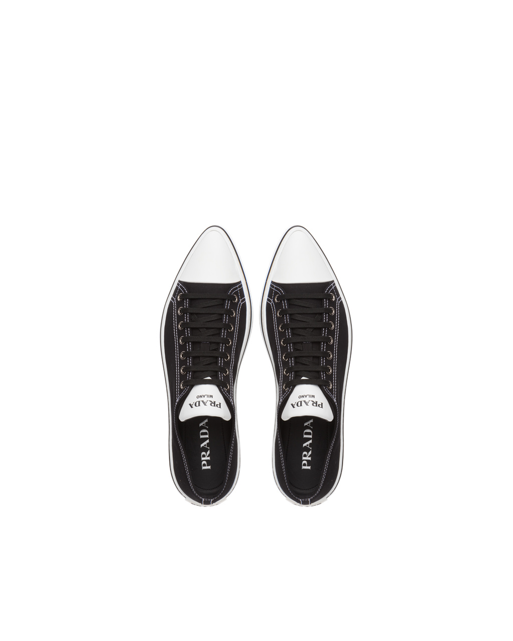 Prada Bomull Gabardine Pointy Sneakers Svarte | IRFGHJ253