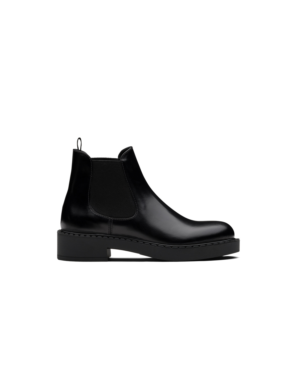 Prada Brushed Calf Lær Booties Svarte | 204-SQXGJA