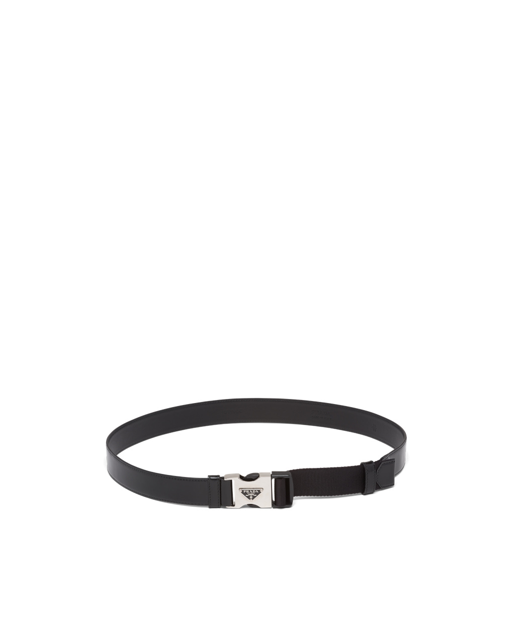 Prada Brushed Lær And Woven Tape Belt Svarte | 092-HSVPZQ