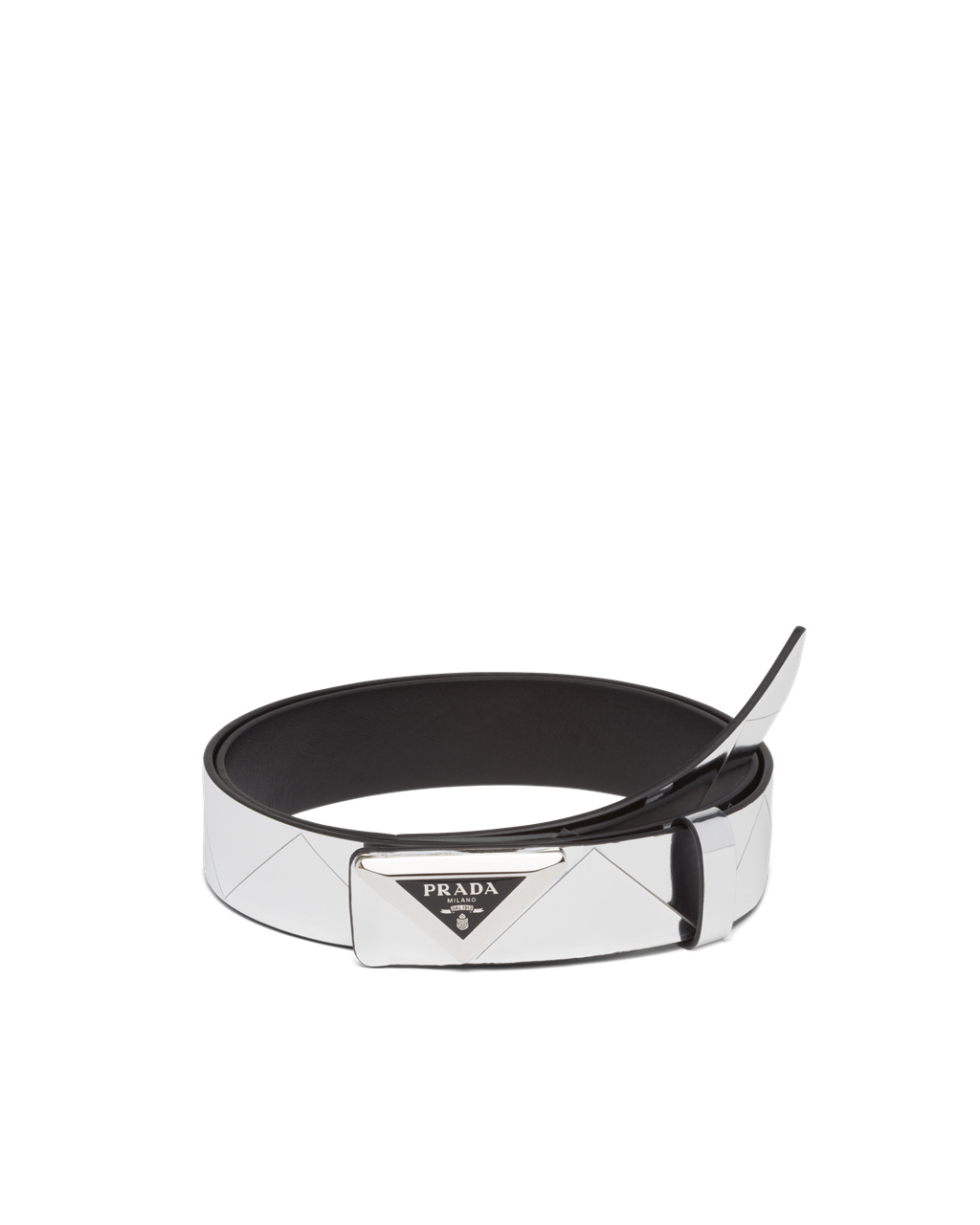 Prada Brushed Lær Belt Sølv | 026-PZDRXH