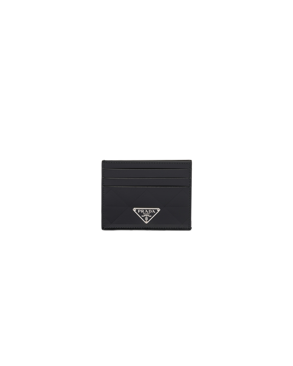 Prada Brushed Lær Card Holder Svarte | 976-DXVKRF