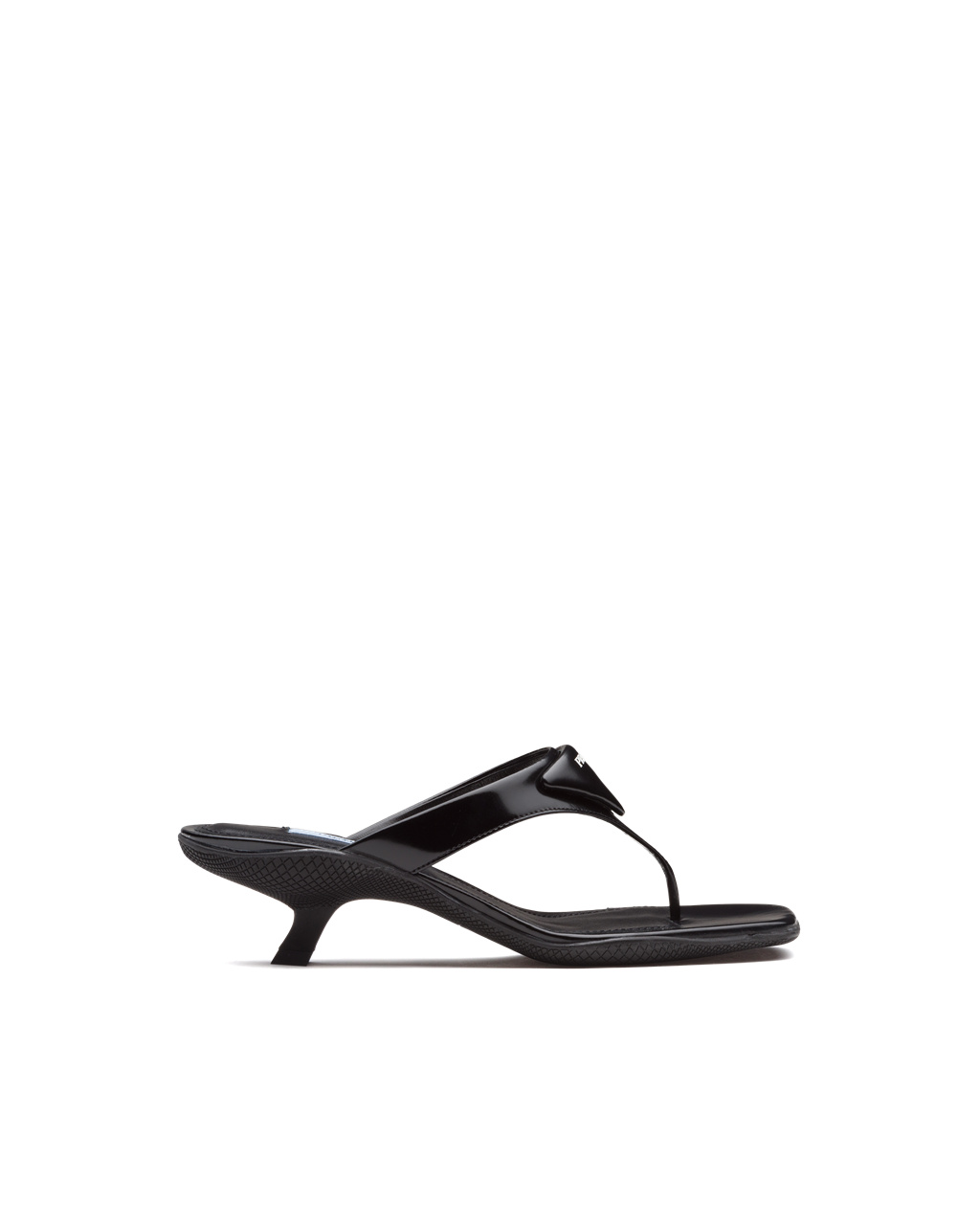 Prada Brushed Lær High-heeled Thong Sandals Svarte | 135-HWUNDO