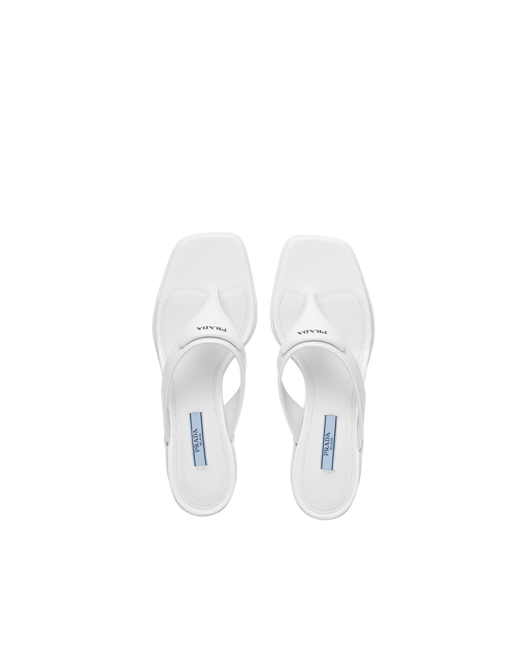 Prada Brushed Lær High-heeled Thong Sandals Hvite | 486-JDHVMF