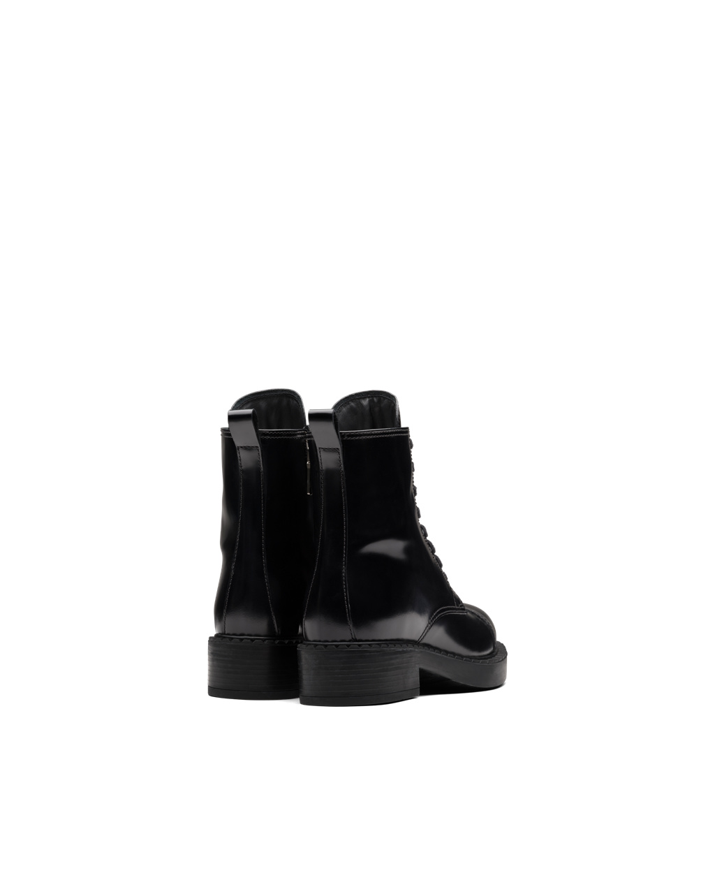 Prada Brushed Lær Laced Booties Svarte | 537-VMLERI