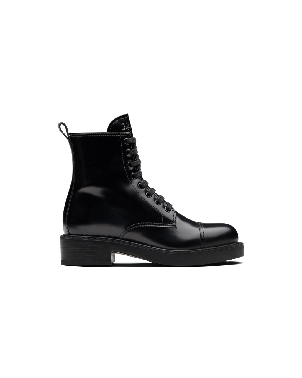 Prada Brushed Lær Laced Booties Svarte | 693-BZWCYT