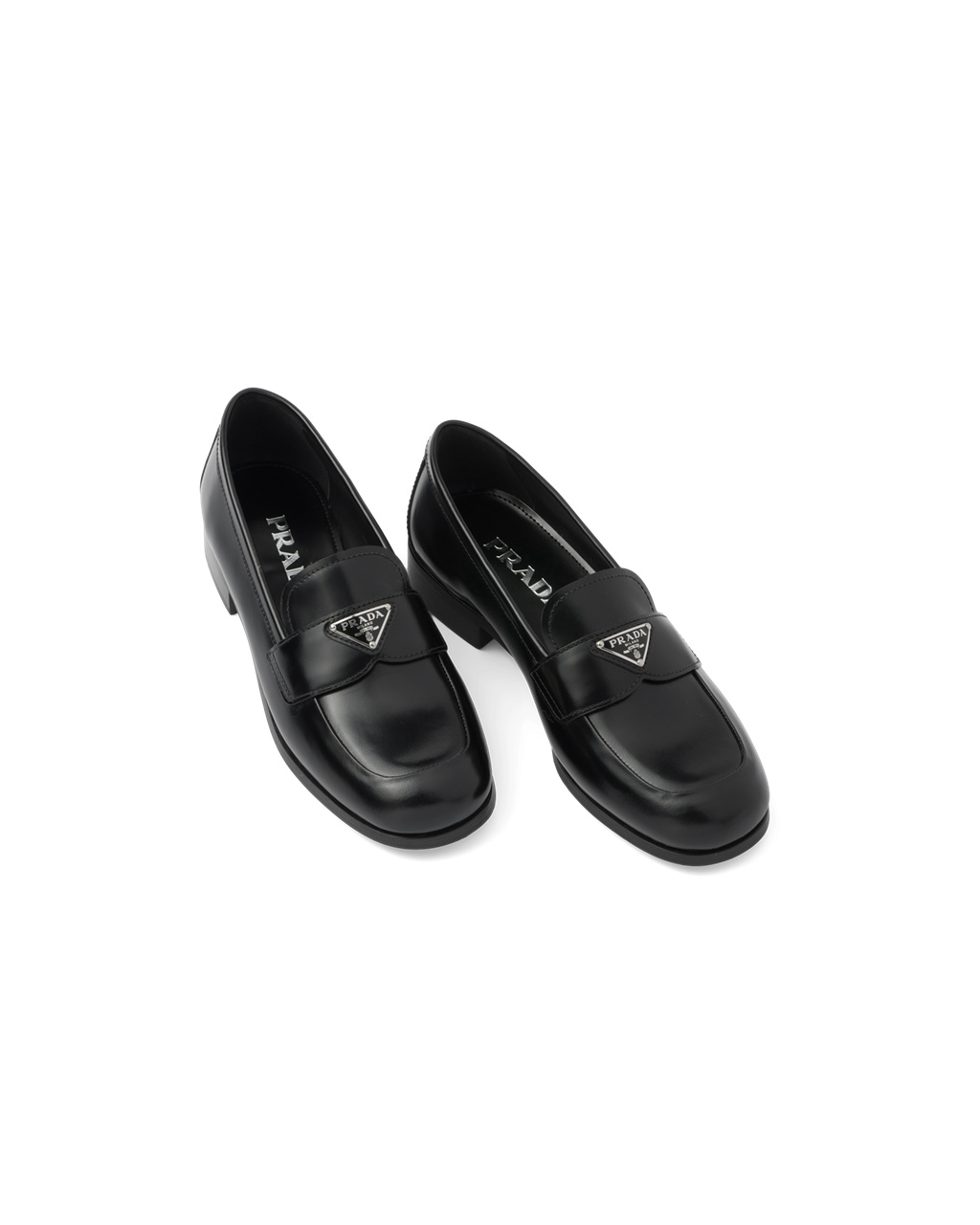 Prada Brushed Lær Loafers Svarte | 172-EDTZUY