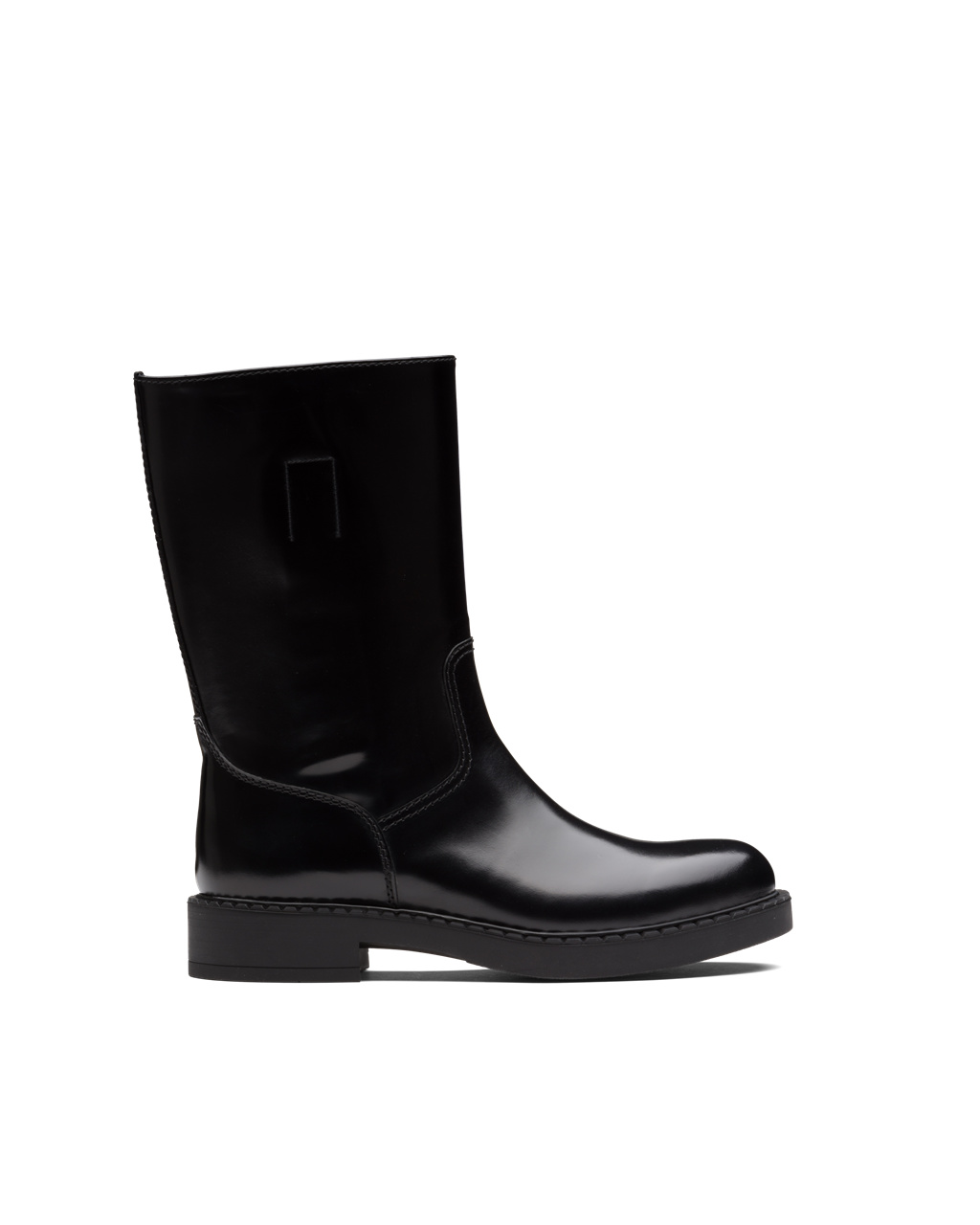 Prada Brushed Lær Mid-calf Boots Svarte | 560-TIUYNZ