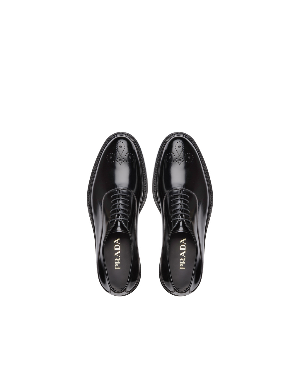 Prada Brushed Lær Oxford Shoes Svarte | 248-RFHVKX