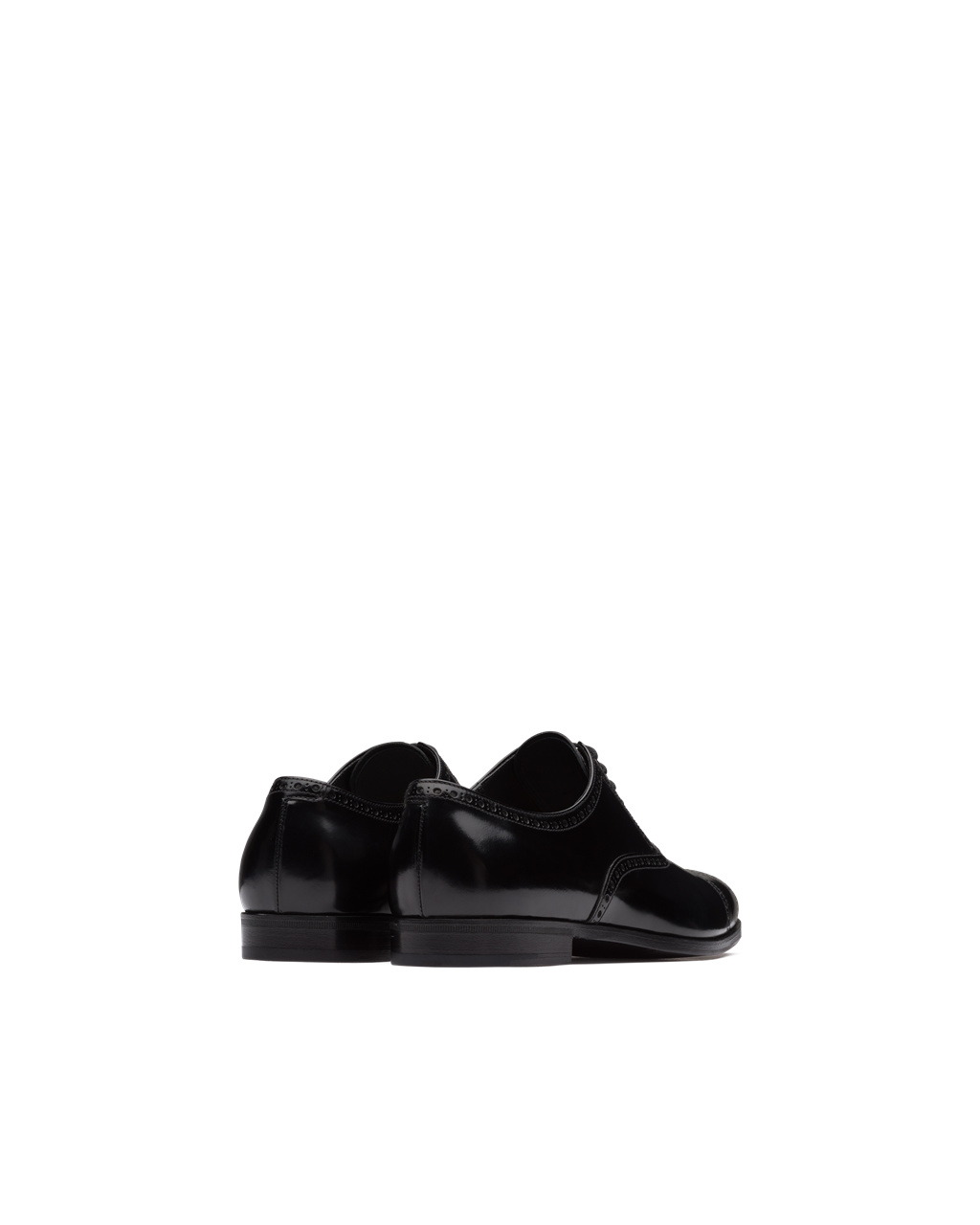 Prada Brushed Lær Oxford Shoes Svarte | 687-PGWNKY