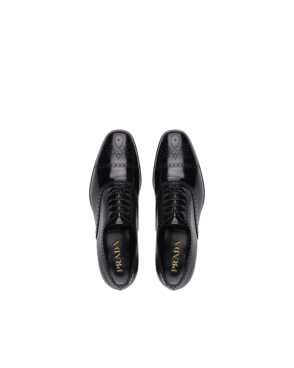 Prada Brushed Lær Oxford Shoes Svarte | 687-PGWNKY