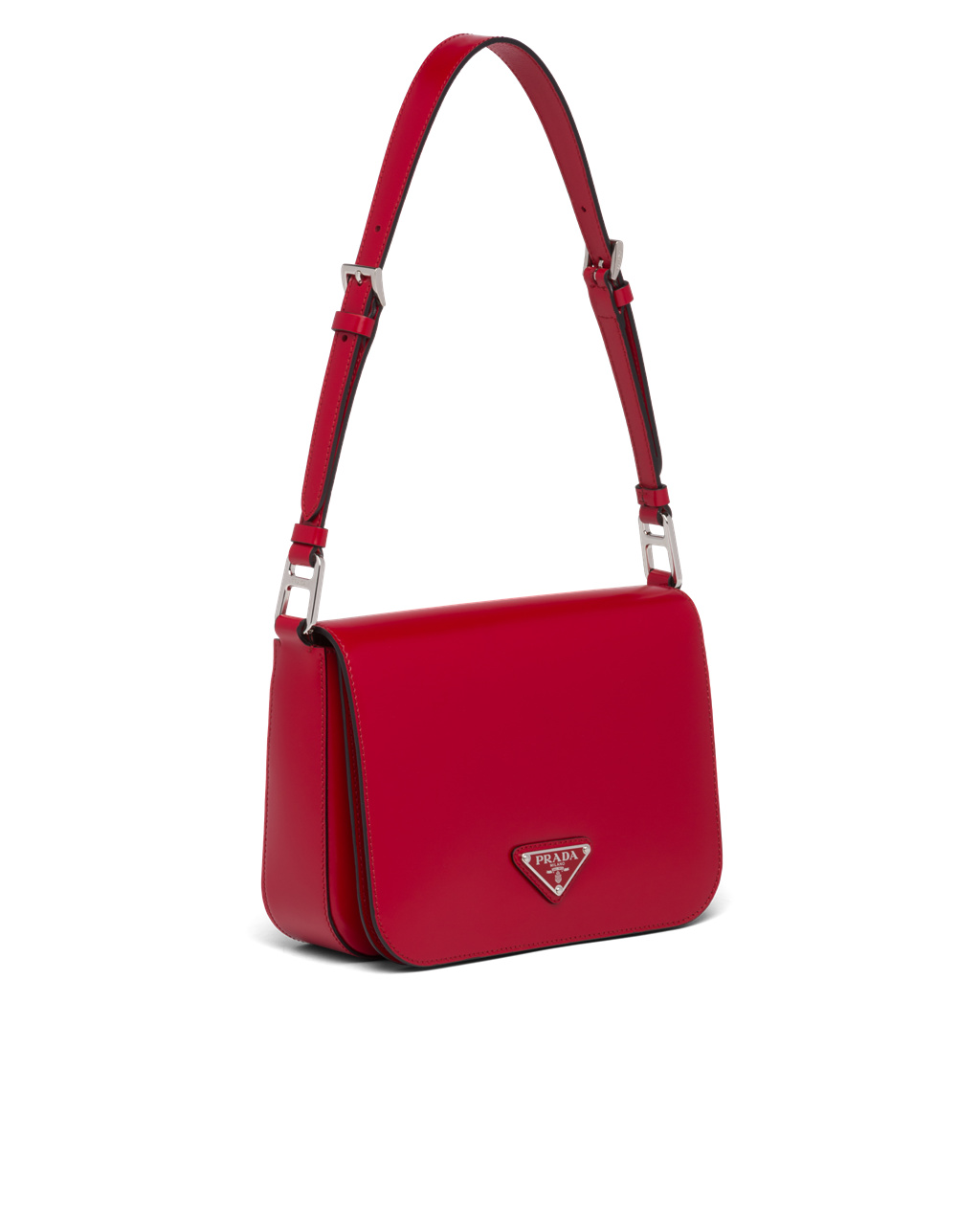 Prada Brushed Lær Shoulder Bag Scarlet | 356-SYQPNZ