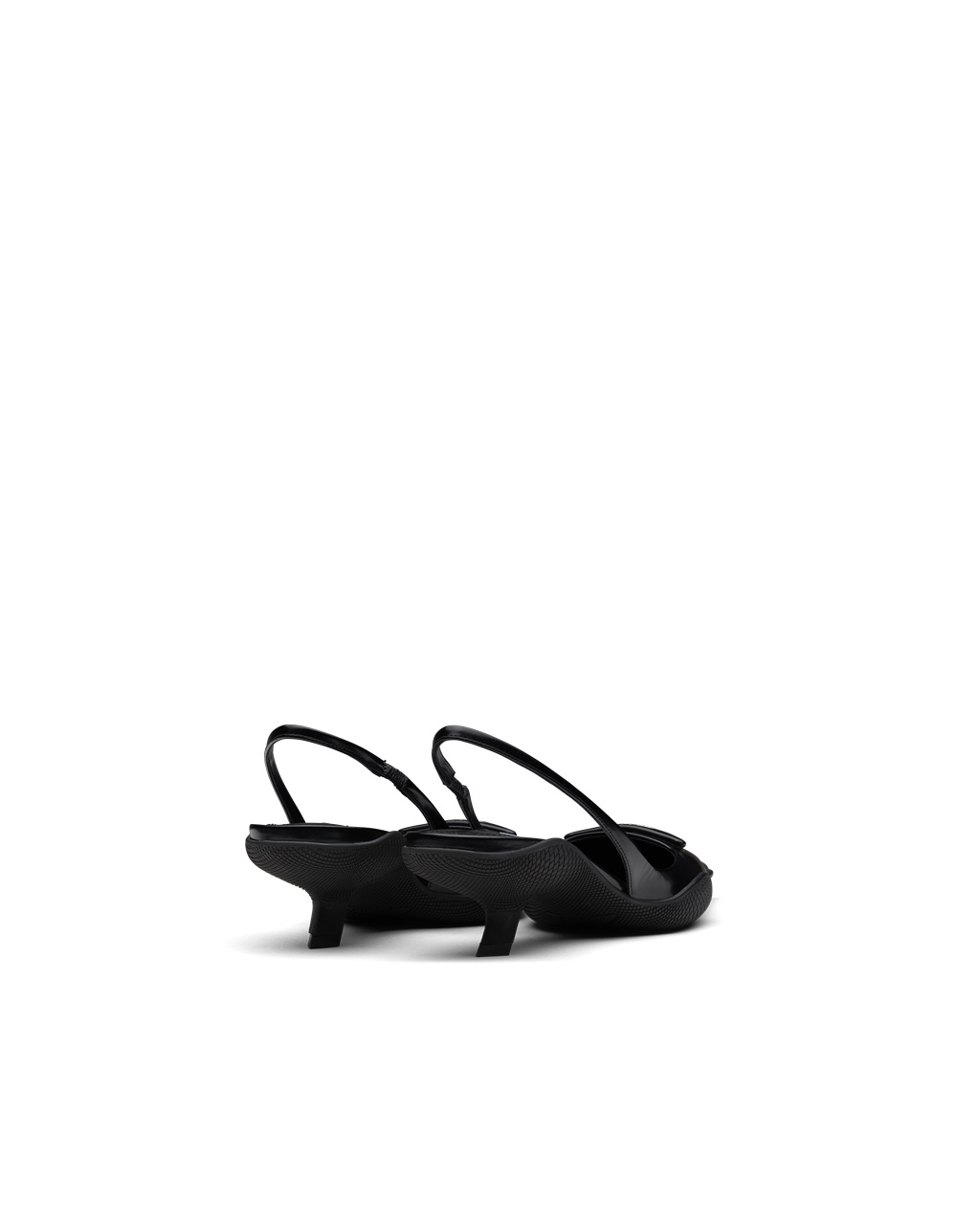 Prada Brushed Lær Slingback Pumps Svarte | 084-CMJPBV