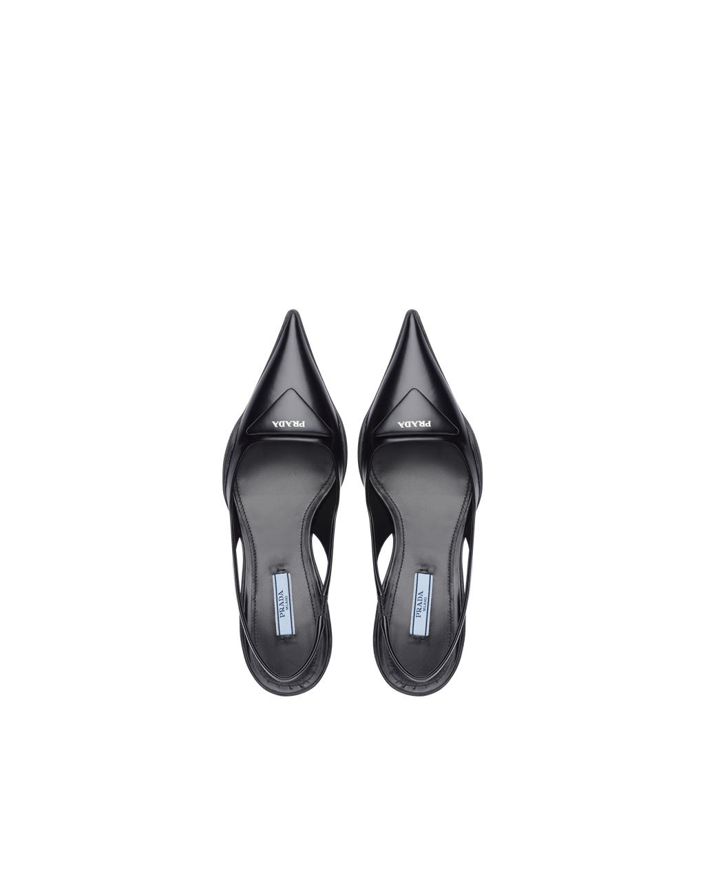 Prada Brushed Lær Slingback Pumps Svarte | 084-CMJPBV