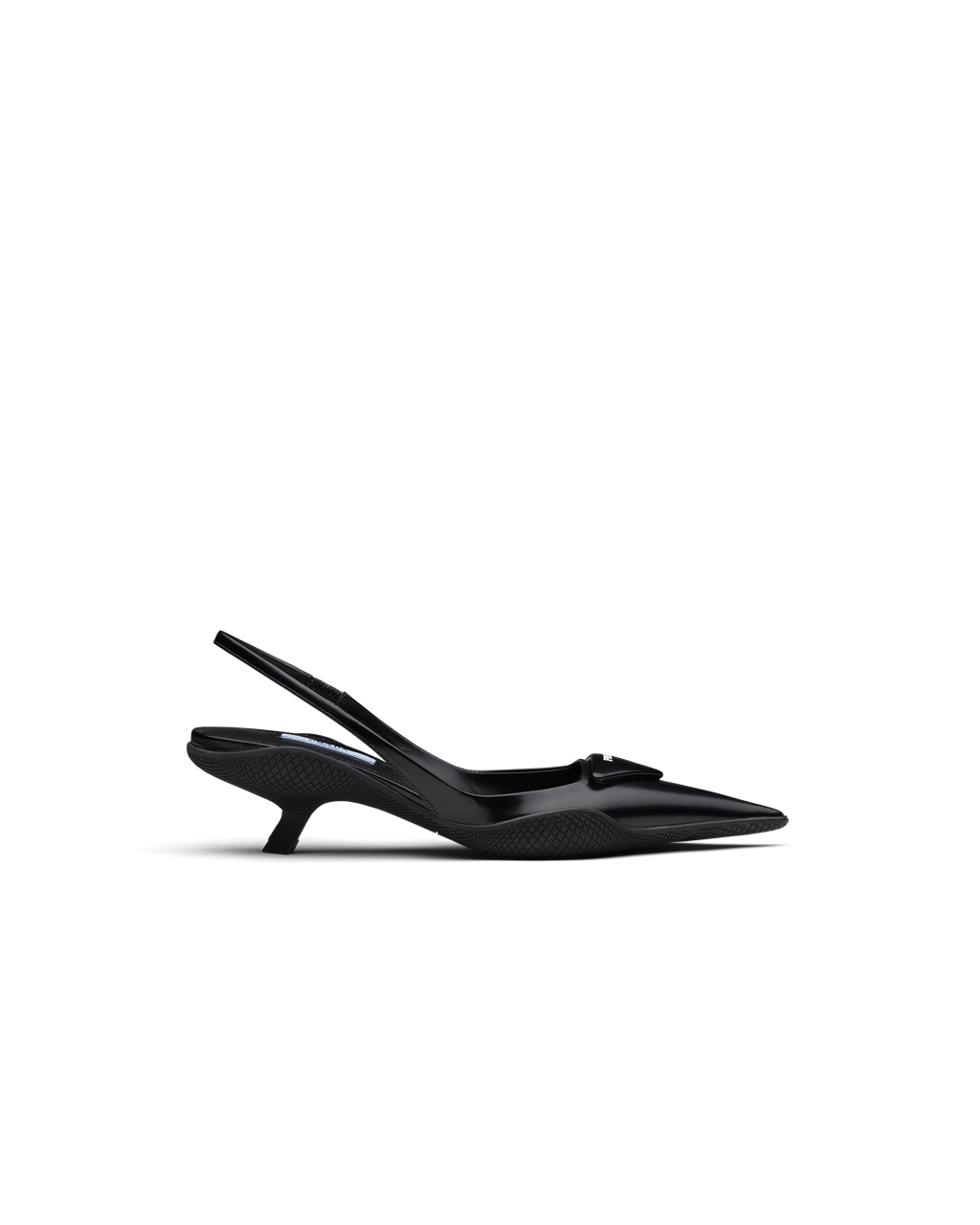 Prada Brushed Lær Slingback Pumps Svarte | 084-CMJPBV