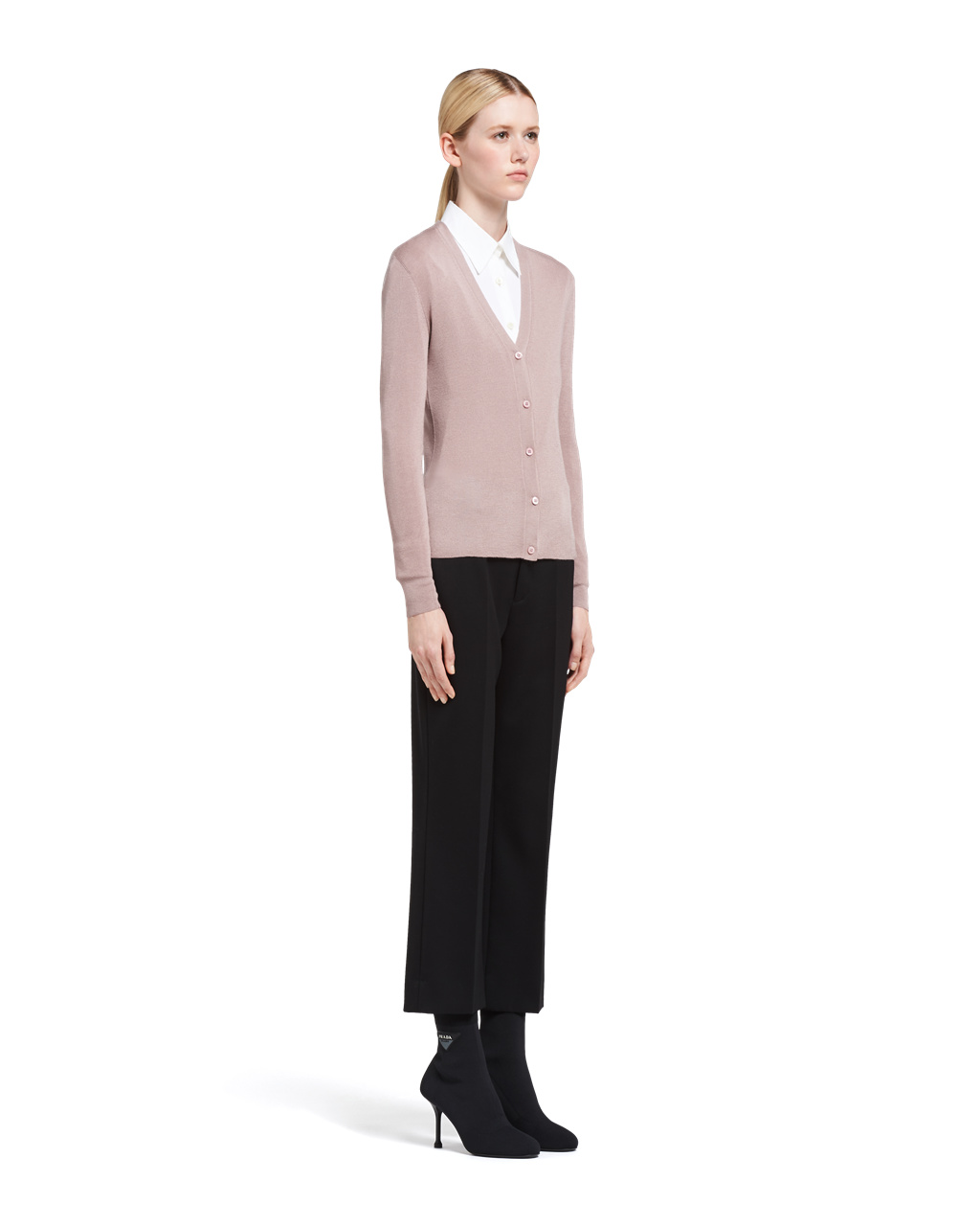 Prada Cashmere And Silk Cardigan Mauve | OFERSZ563