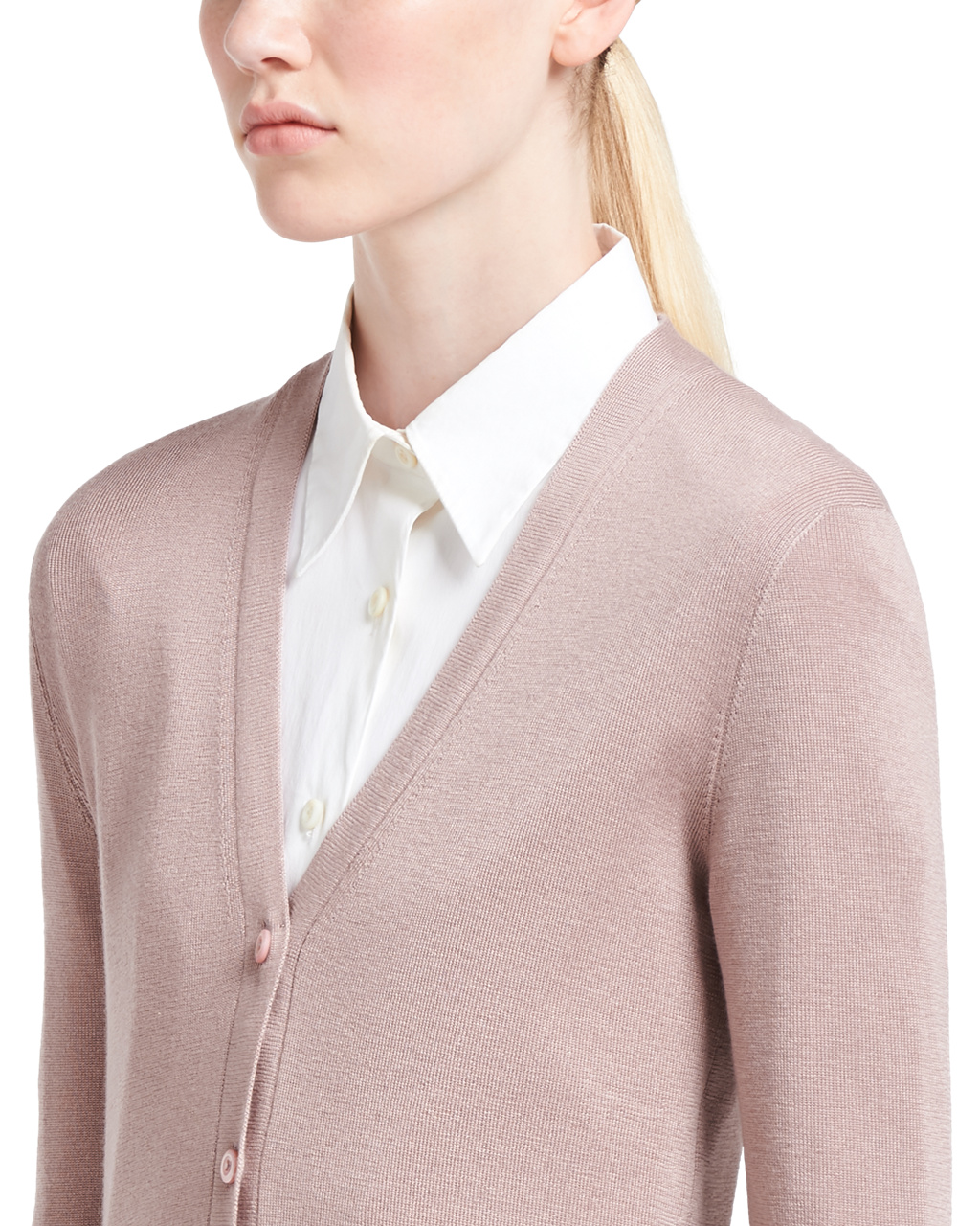 Prada Cashmere And Silk Cardigan Mauve | OFERSZ563