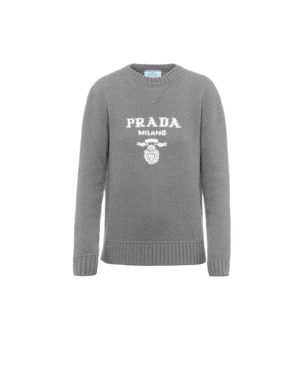 Prada Cashmere And Wool Prada Logo Crew-neck Genser Grå | NAVIED396