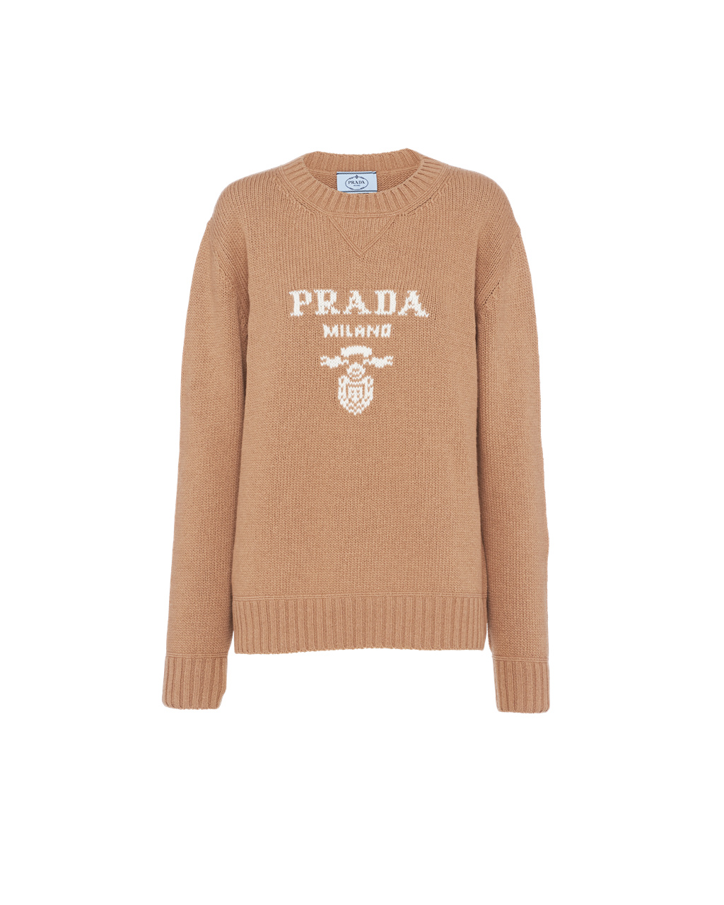 Prada Cashmere And Wool Prada Logo Crew-neck Genser Brune | SILYQV718