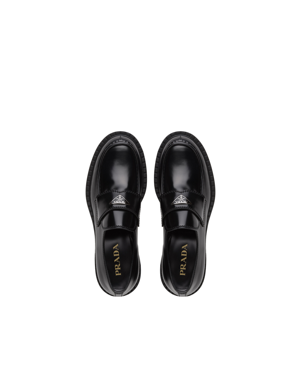 Prada Chocolate Brushed Lær Loafers Svarte | 924-DUBRZL