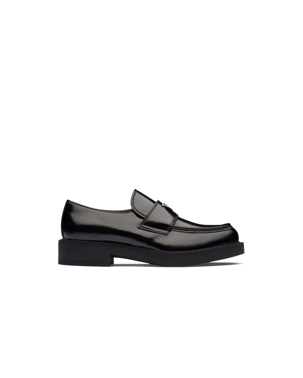 Prada Chocolate Brushed Lær Loafers Svarte | 924-DUBRZL