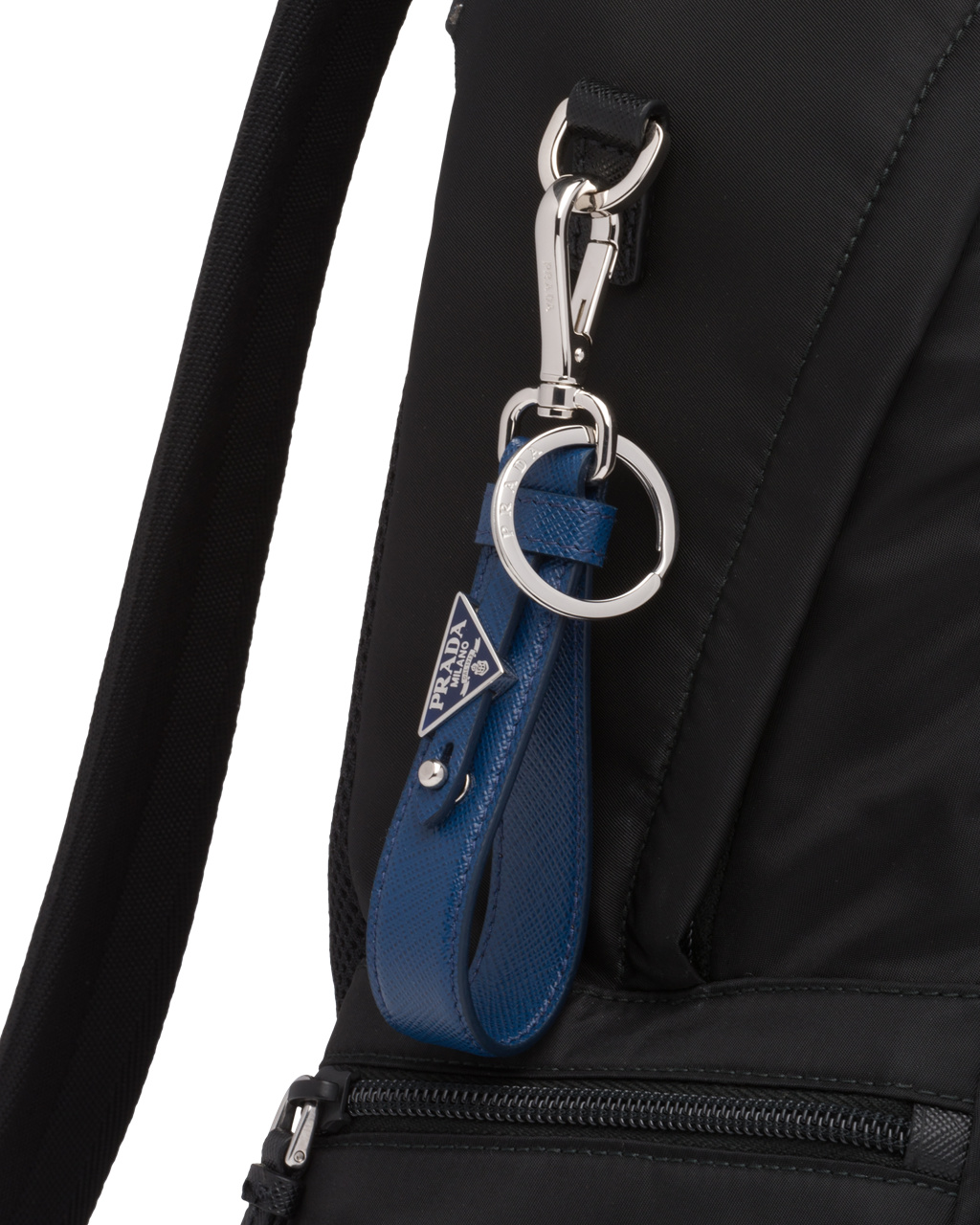 Prada Customized Saffiano Lær Keychain Bluette | 839-EIDMWP