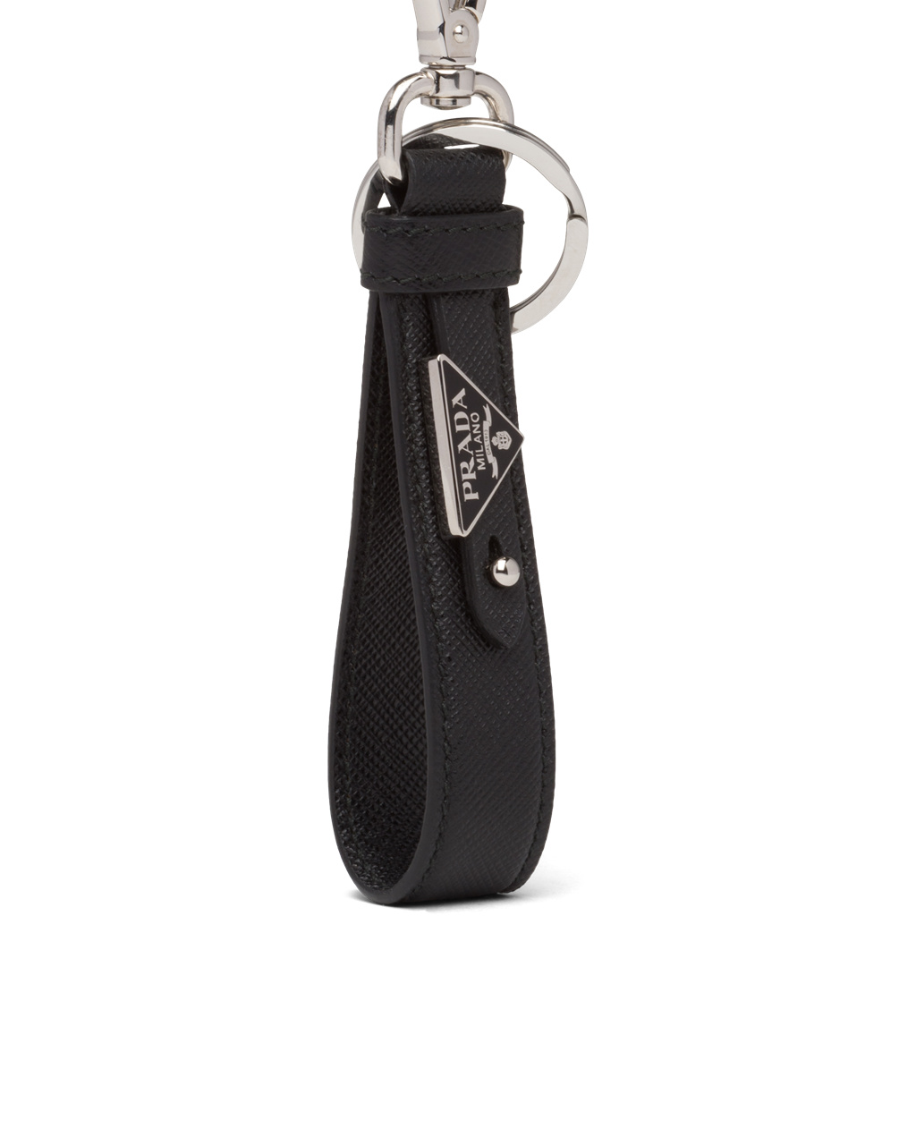 Prada Customized Saffiano Lær Keychain Svarte | 763-IPMQBJ