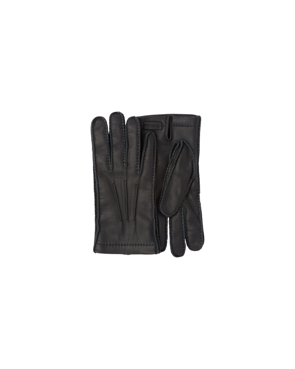 Prada Deer Lær Gloves Svarte | 452-HPOTVN