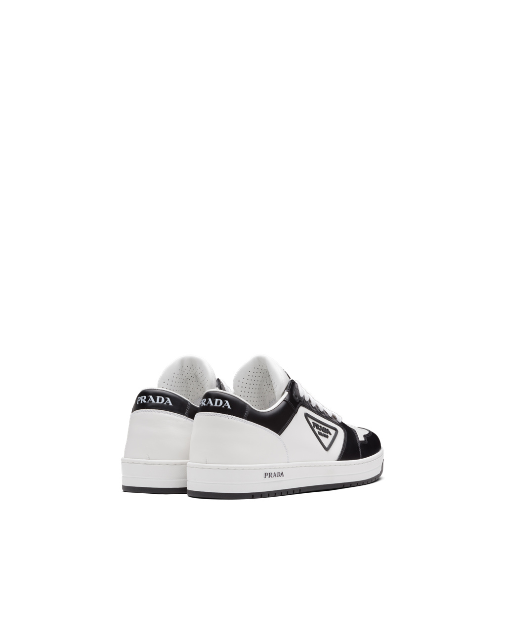 Prada District Lær Sneakers Hvite Svarte | IXNLTQ163