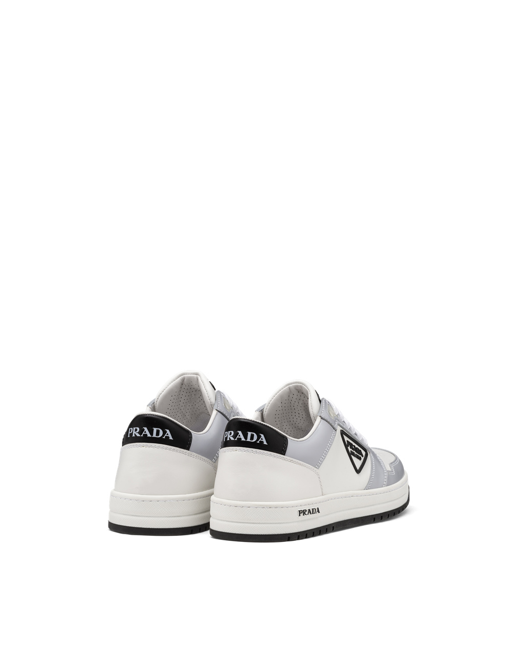 Prada District Perforated Lær Sneakers Hvite Blå | BDJOMV014