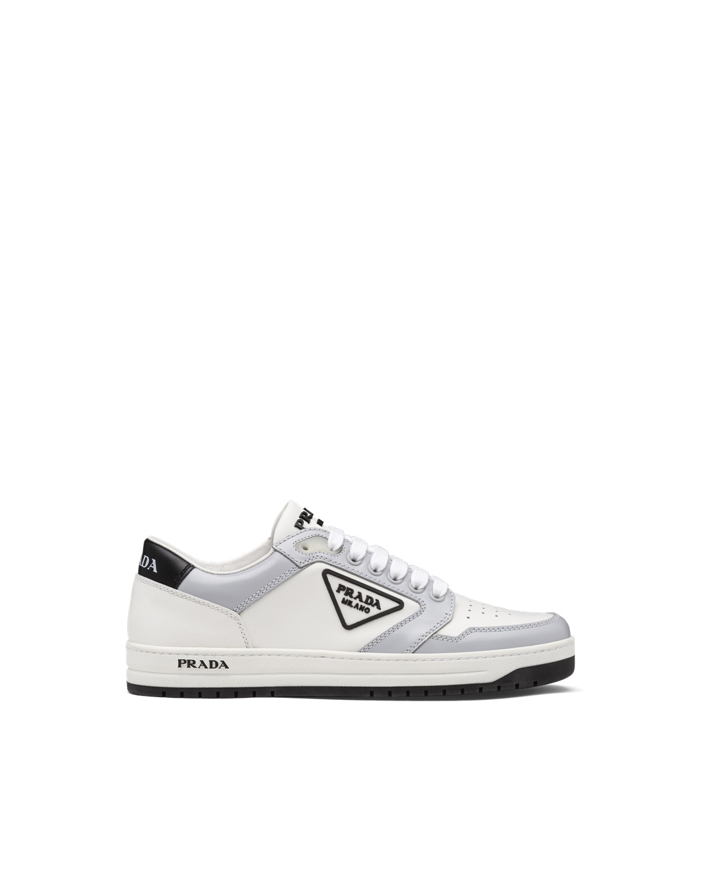 Prada District Perforated Lær Sneakers Hvite Blå | BDJOMV014