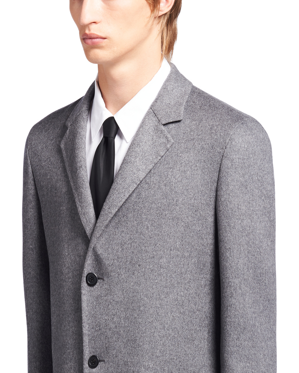 Prada Double Cashmere Coat Slate Gray | 736-SXUWVB