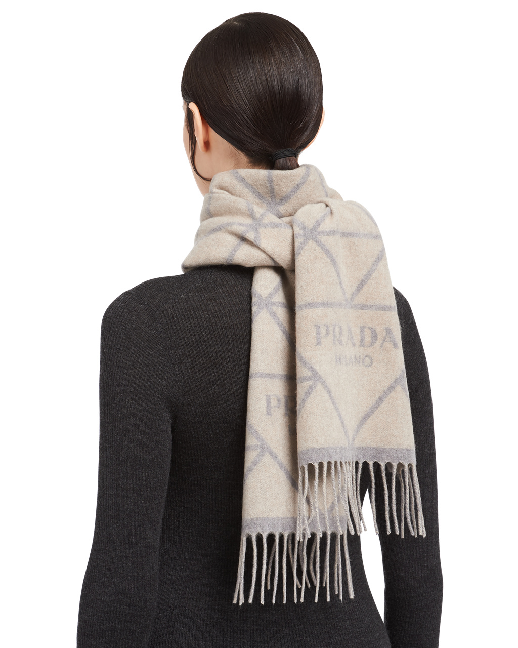 Prada Double Cashmere Scarf Grå | 470-TPOKNE