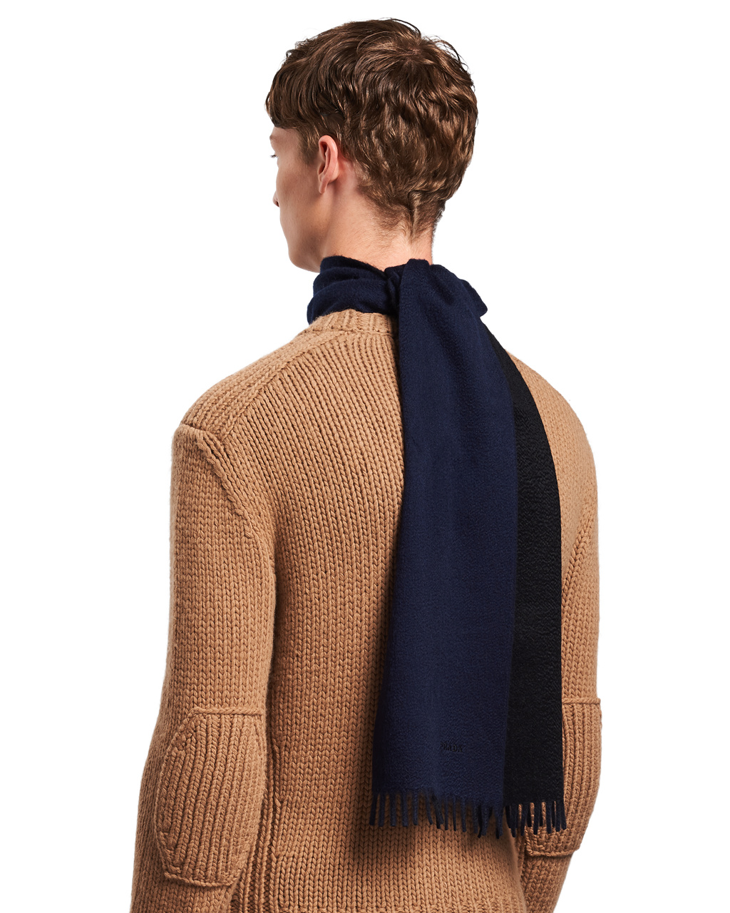 Prada Double Cashmere Scarf Marineblå | 768-XGDVSR