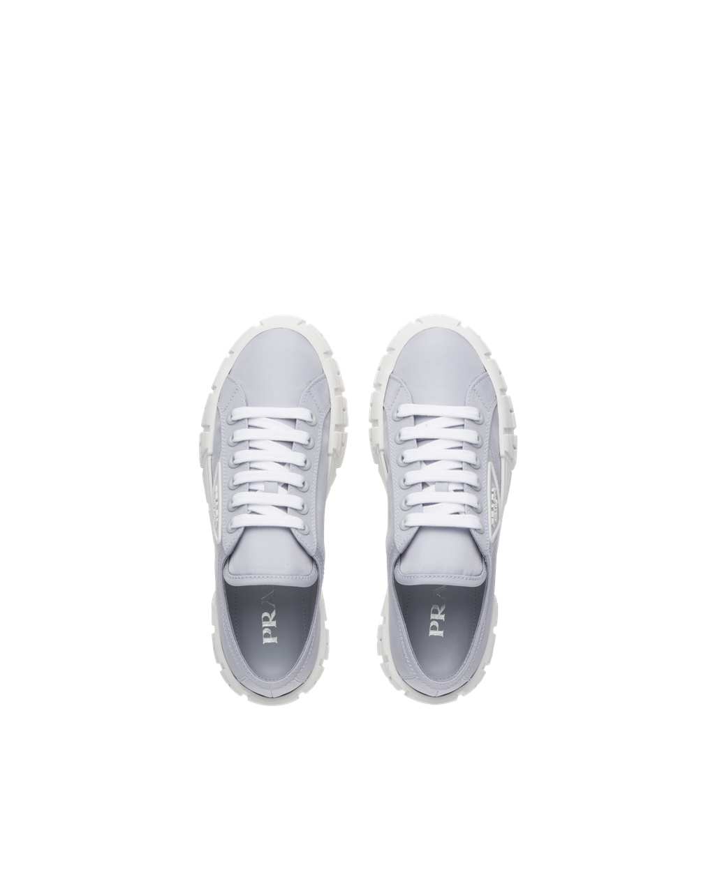 Prada Double Wheel Nylon Gabardine Sneakers Blå | NQUCHL063