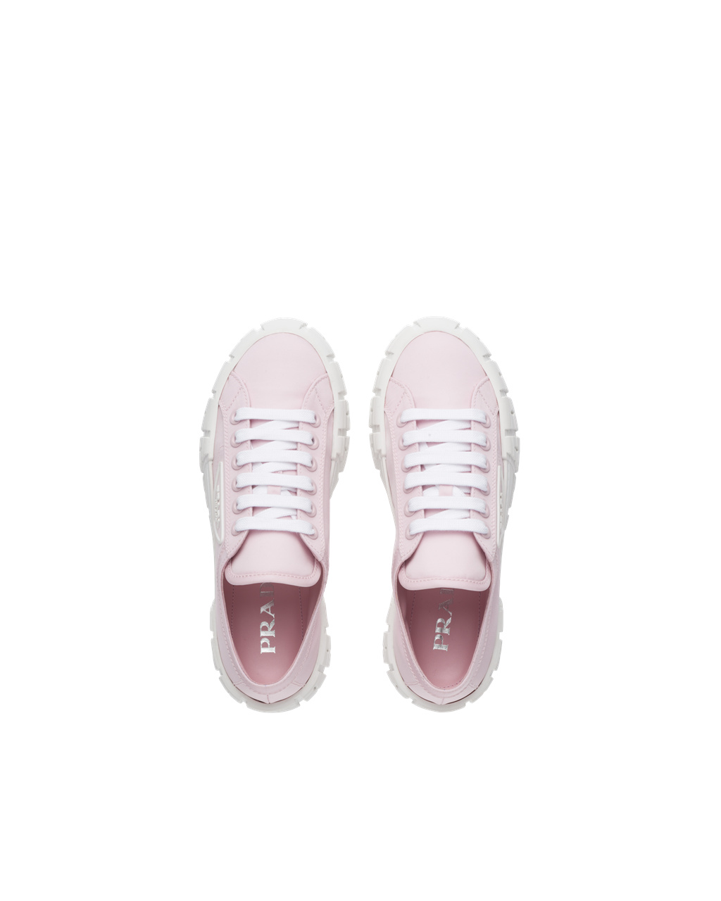 Prada Double Wheel Nylon Gabardine Sneakers Rosa | QNEHXA014