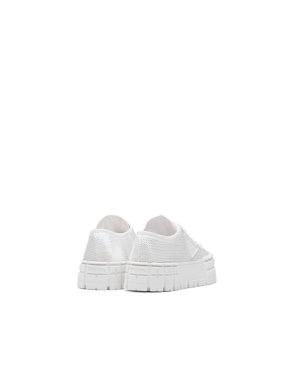 Prada Double Wheel Sequin Sneakers Hvite | ENGSQC360