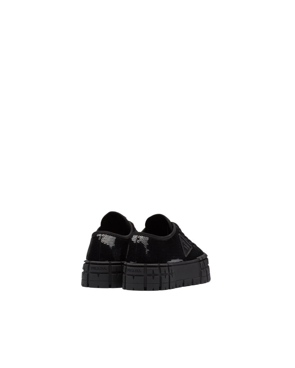 Prada Double Wheel Sequin Sneakers Svarte | ARVEZS346