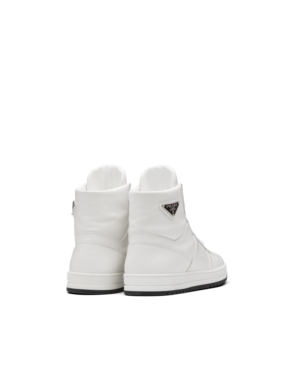 Prada Downtown Perforated Lær High-top Sneakers Hvite Svarte | ONQLGC408