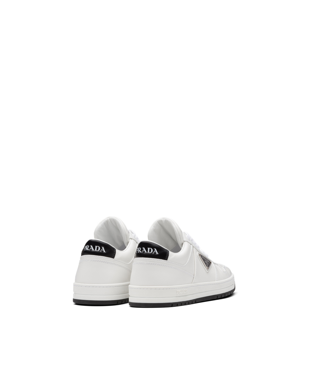 Prada Downtown Perforated Lær Sneakers Hvite Svarte | SRMZCO326