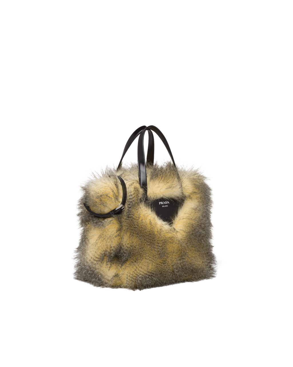 Prada Faux Fur Fabric Tote Bag Gul Svarte | BWCDMP804