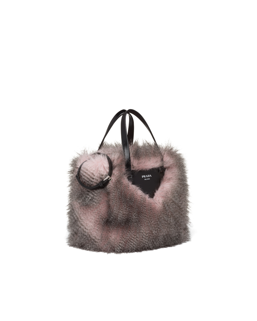 Prada Faux Fur Fabric Tote Bag Hvite Svarte | WHPZBO046