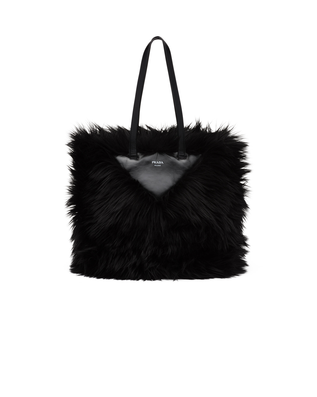 Prada Faux Fur Fabric Tote Bag Svarte | XOJPCZ462