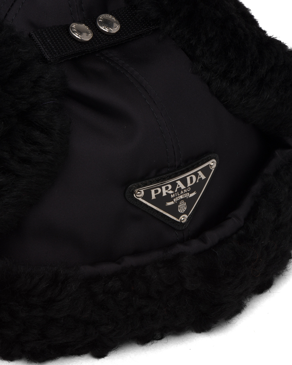 Prada Fur-trimmed Nylon Hat Svarte | 254-HZXTEB