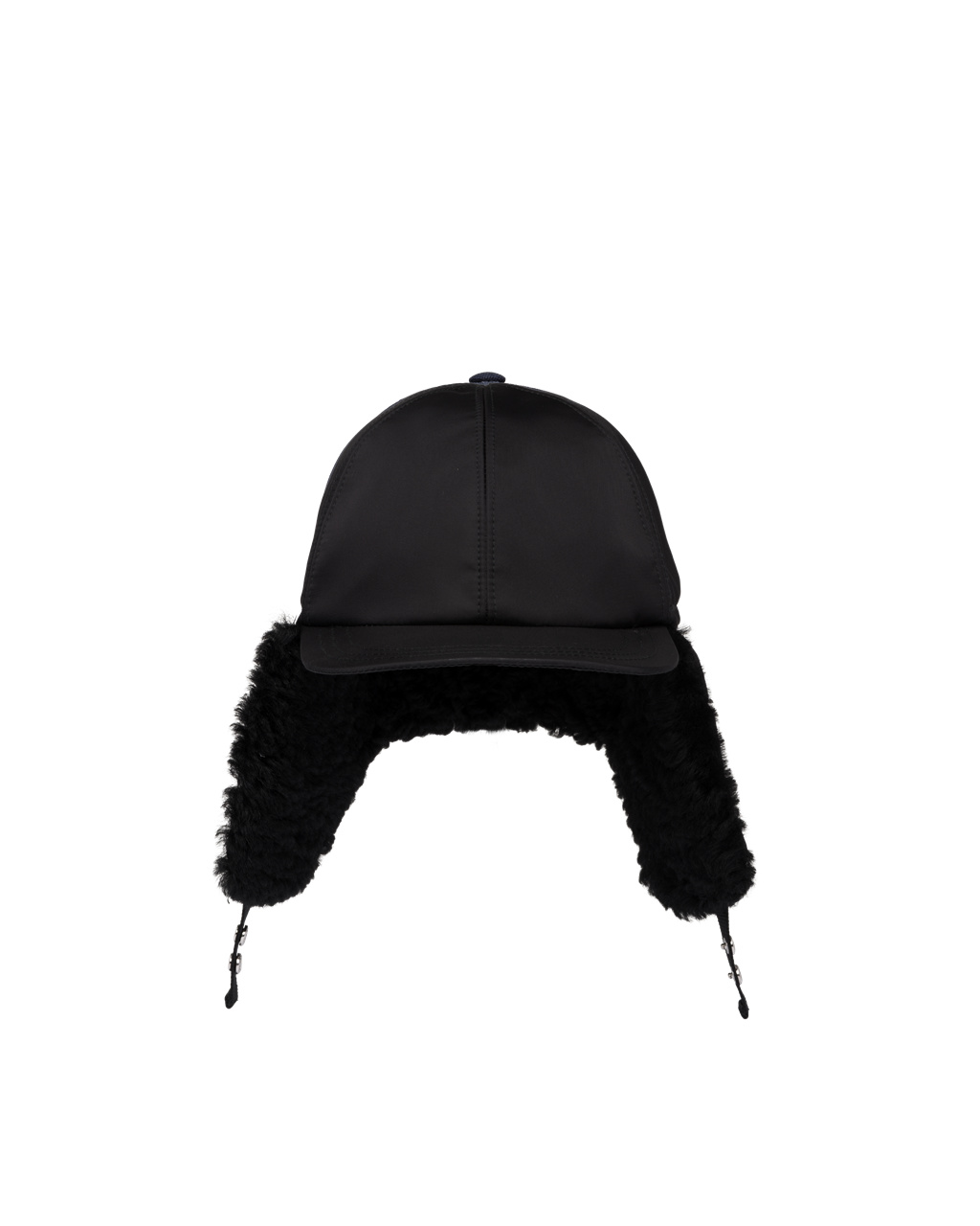 Prada Fur-trimmed Nylon Hat Svarte | 254-HZXTEB