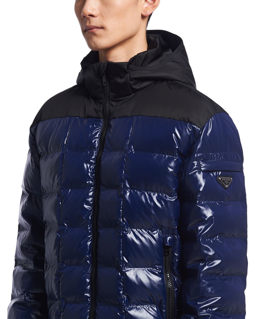 Prada Hette Nylon Down Jacket Blå | 518-UVGNDL