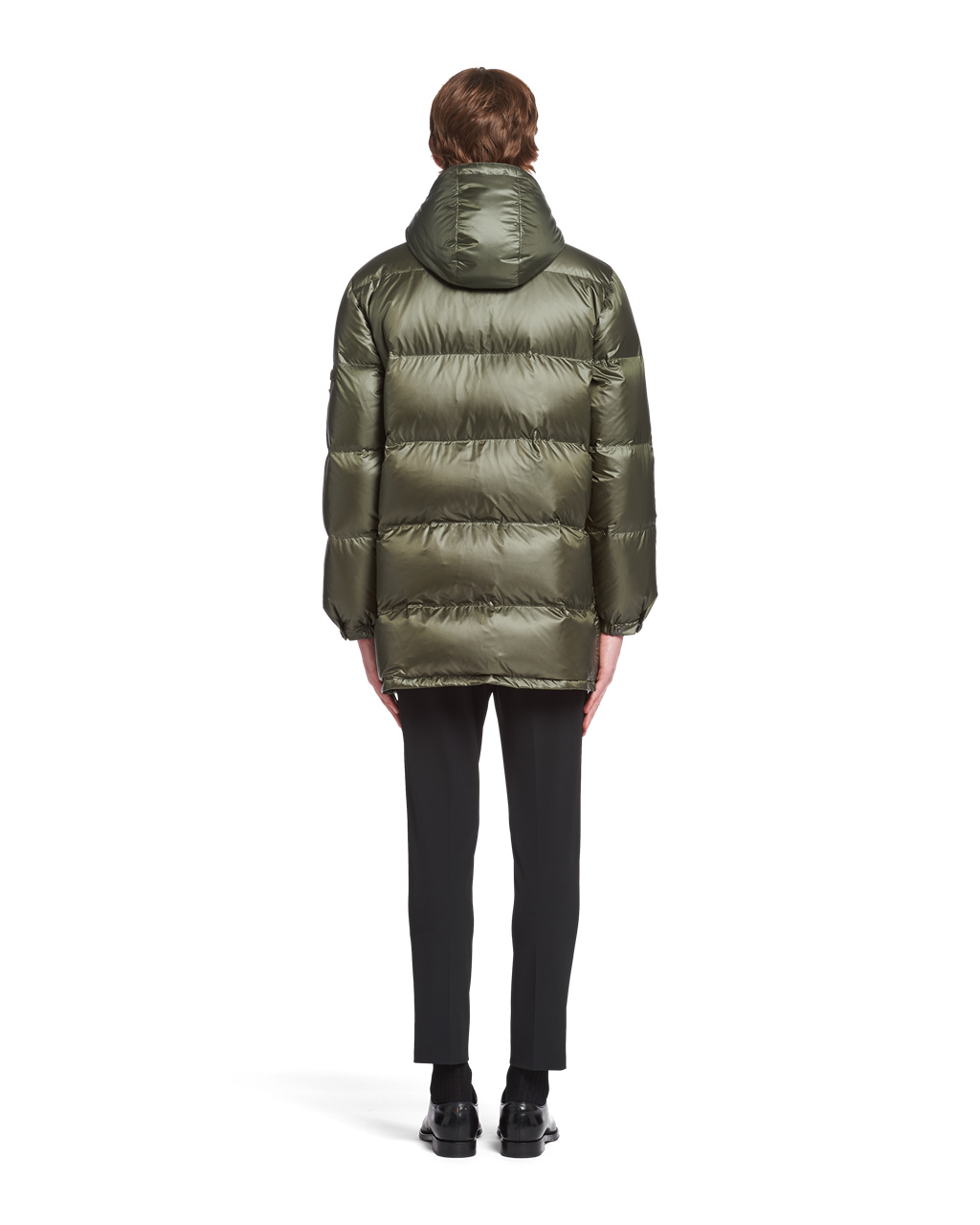 Prada Hette Nylon Down Jacket Grønn Oransje | 731-GMIULH