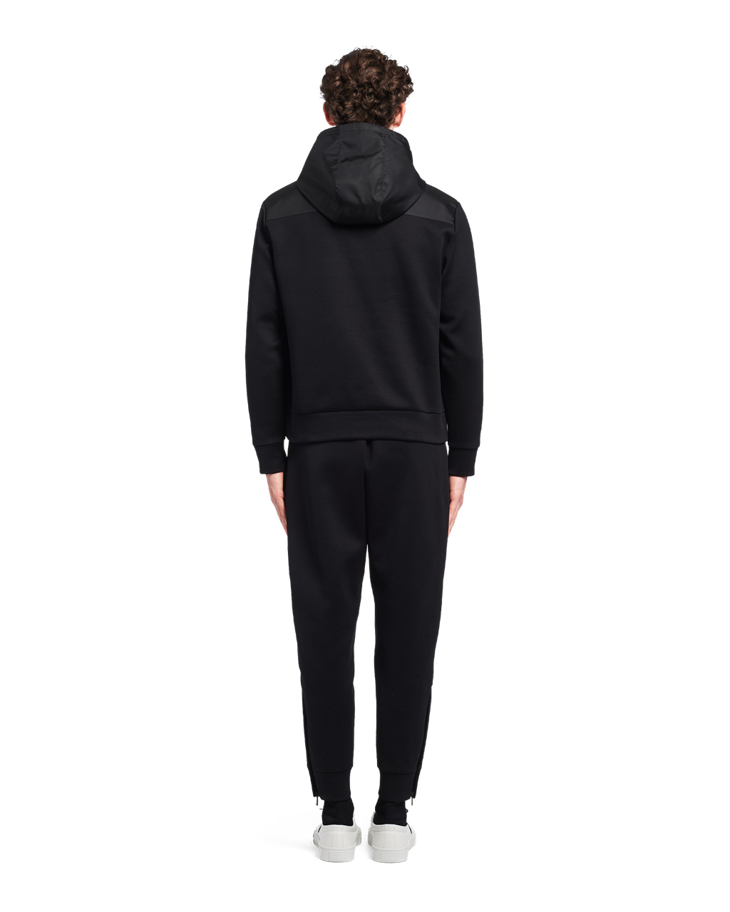 Prada Hoodie With Nylon Details Svarte Svarte | 754-KLOVCF