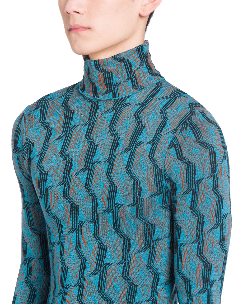 Prada Jacquard Superfine Wool Turtleneck Genser Turkis | JDEYNF973