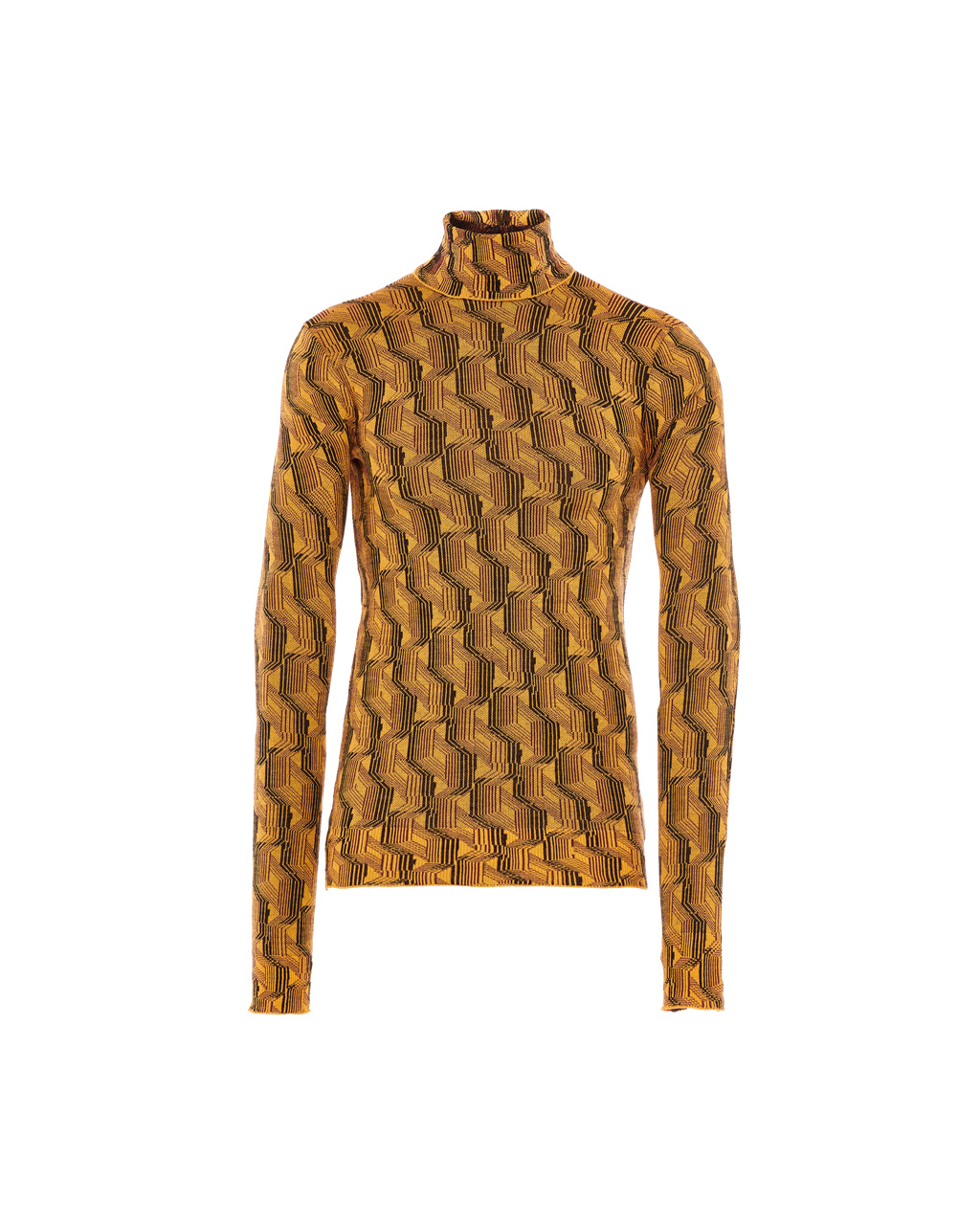 Prada Jacquard Superfine Wool Turtleneck Genser Gul | WPOBVI273