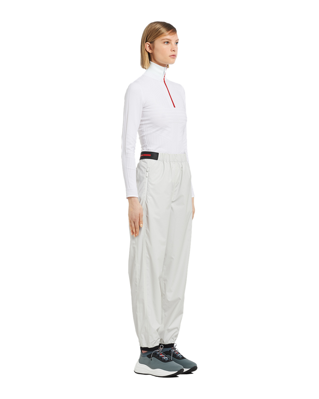 Prada Light Nylon Brede-leg Pants Hvite | 697-MEGUXH